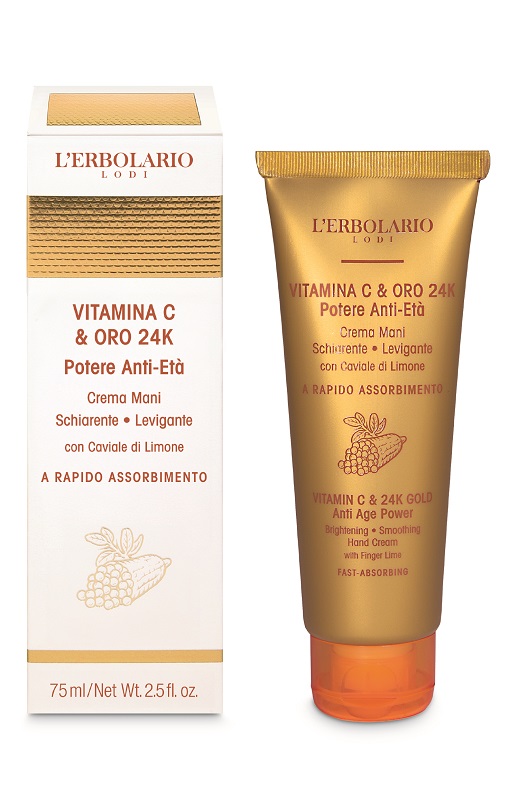 Vitamina C e Oro 24K Crema Mani Anti-Age Schiarente con Melograno e Vitamina C 75ml - L'Erbolario