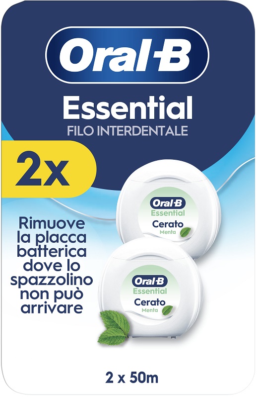 Procter & Gamble Srl Filo Interdentale Oral B Essential Cerato Alla Menta, 2X50m - Immagine 3
