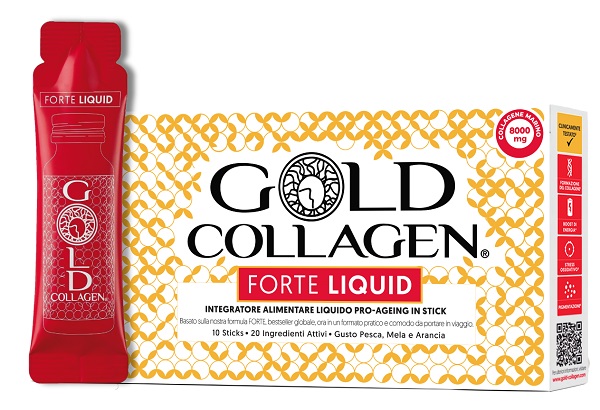 Minerva Research Labs Pesca/Nero Integratore Gold Collagen Forte Liquid, 10 Stick - Immagine 4