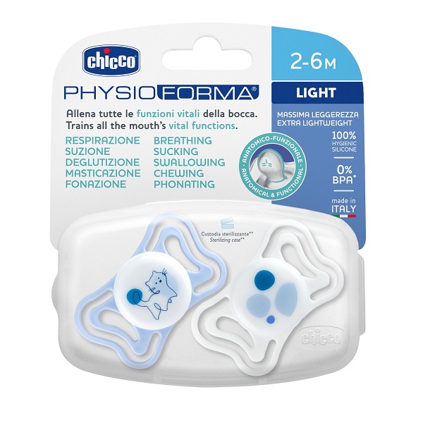 Chicco (Artsana Spa) Blu Chicco Succhietto Light Silicone 2 6 M 2 Pezzi - Immagine 3