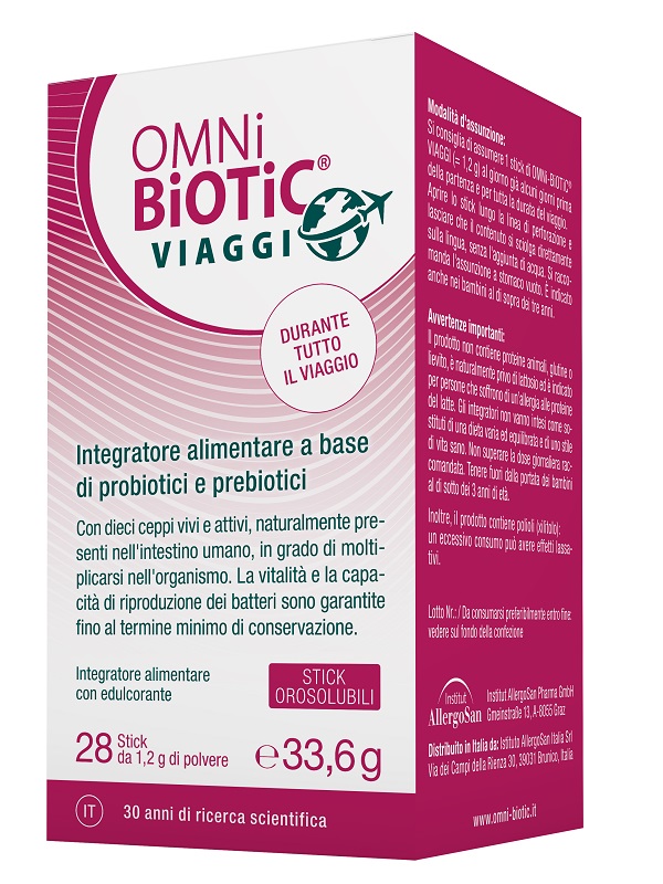 Institut Allergosan Gmbh Integratore Omni Biotic Viaggi Probiotici, 28 Stick - Immagine 2