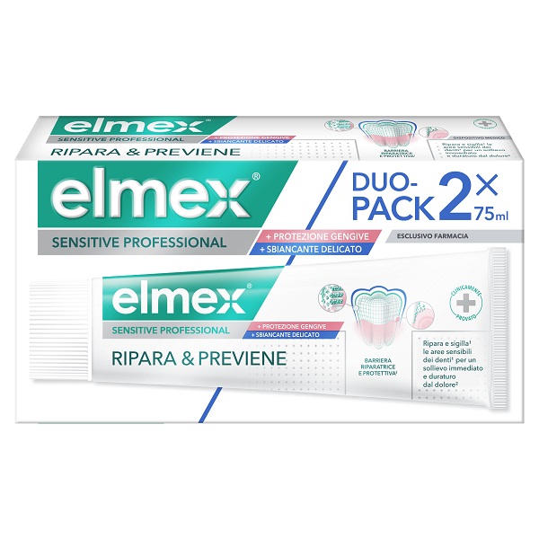 Elmex Sensitive Professional Ripara & Previene Whitening Dentifricio 2X75 Ml - Immagine 3