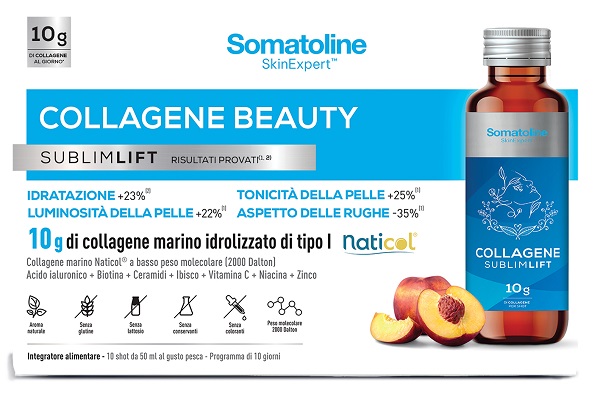 Somatoline Collagene Beauty Sublimlift 10 Shot 50 Ml Gusto Pesca Senza Glutine Senza Lattosio Con Edulcoranti - Immagine 5