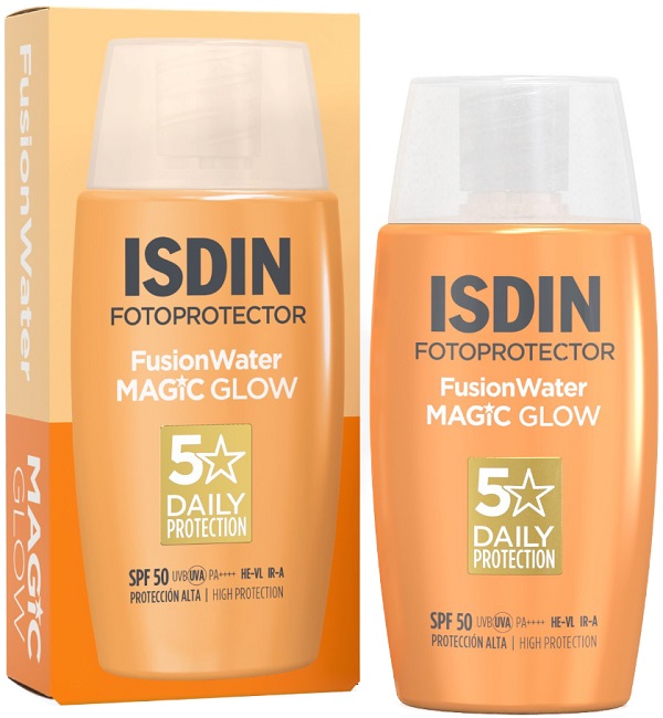Crema/Blu Isdin Fotoprotettore Fusion Water Magic Glow Lsf 50 50 Ml - Immagine 9