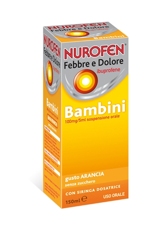 NUROFEN FEBBRE E DOLORE bambini sospensione orale 150 ml 100 mg/5 ml arancia senza zucchero