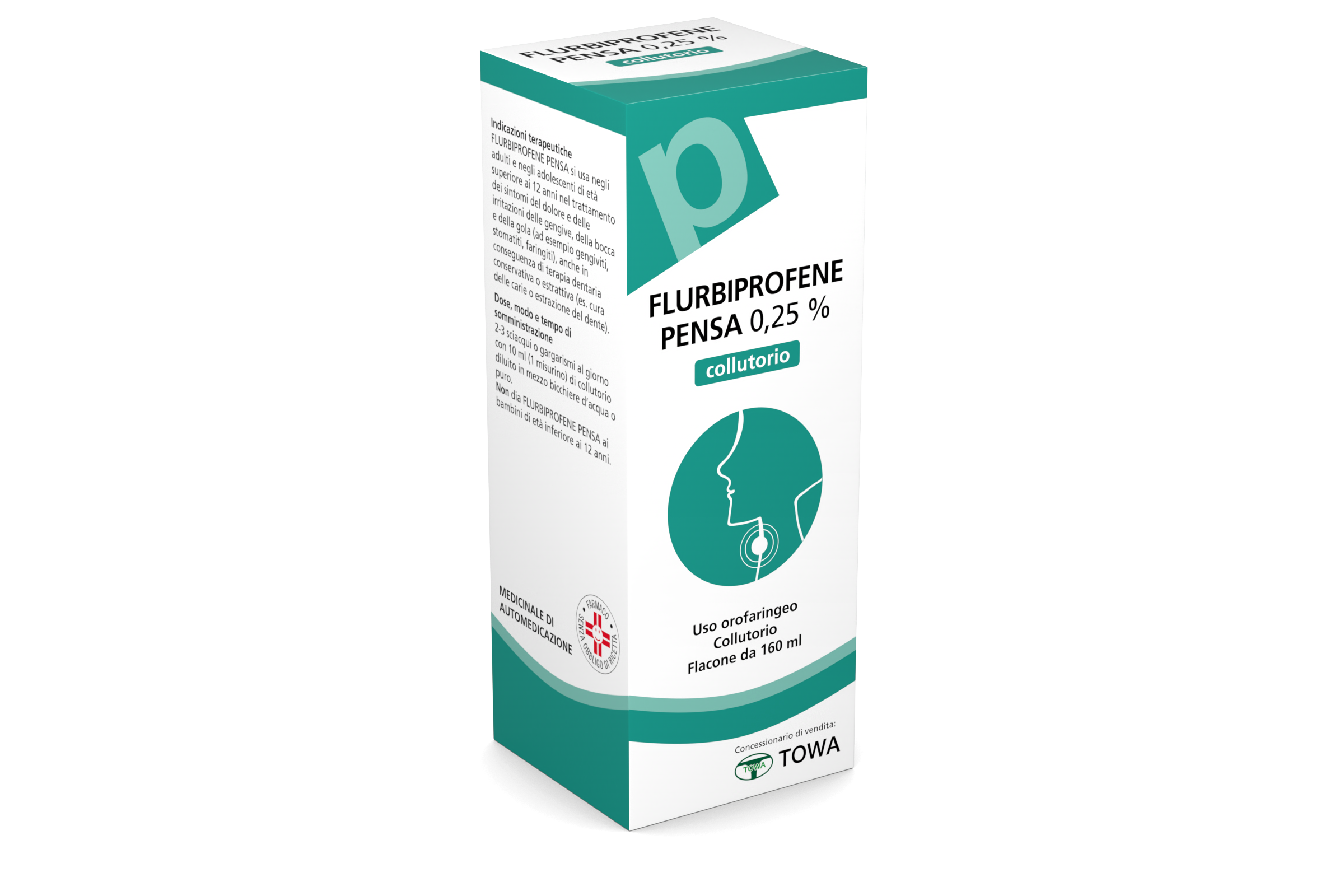 FLURBIPROFENE (PENSA)*collutorio 160 ml 0,25%