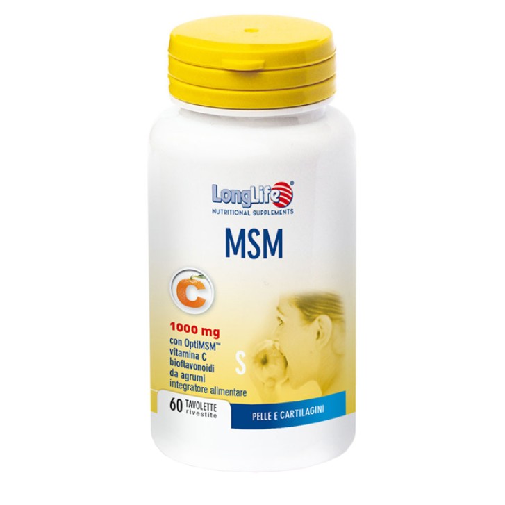 LongLife MSM Integratore pelle cartilagini 60 Tavolette 1000 mg