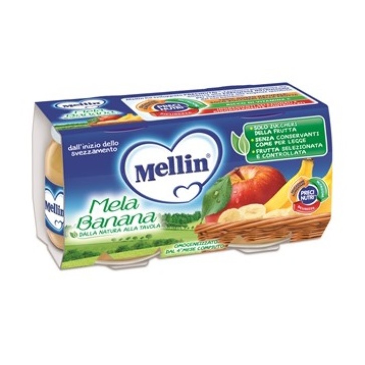 MELLIN Omogeneizzato di FRUTTA mela e banana 2X100 gr