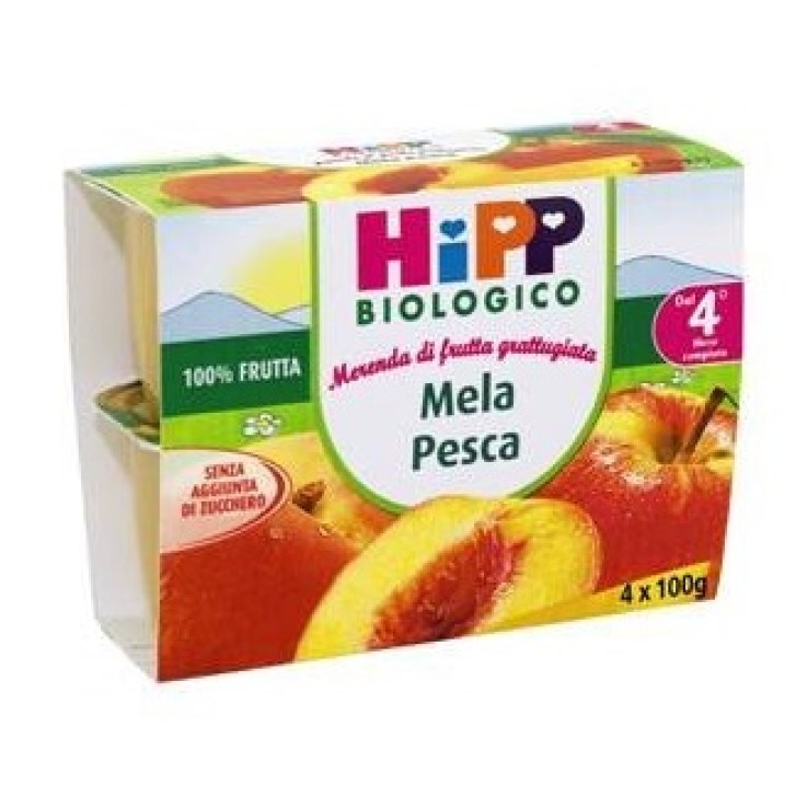 Hipp Biologico Frutta grattuggiata Mela e Pesca 4x100g