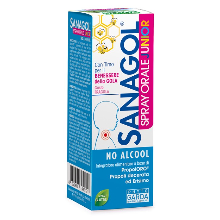 Phyto Garda Sanagol Junior Spray Orale Gola Gusto Fragola flacone 20 ml