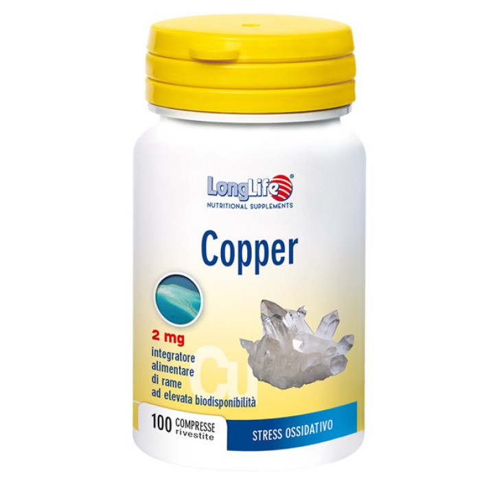 LongLife Copper 2 mg Integratore Rame 100 Compresse