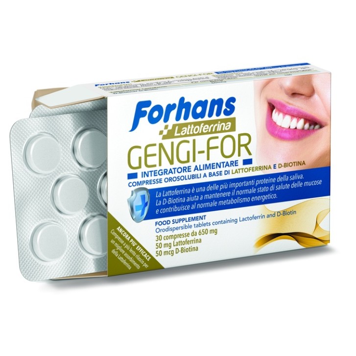 Forhans Gengi-For Integratore di Lattoferrina e D-Biotina 30 Compresse Orosolubili