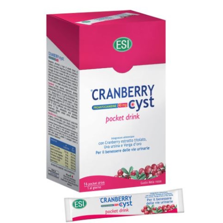 Esi Cranberry Cyst Pocket Drink Integratore Benessere Vie Urinarie 16 Bustine