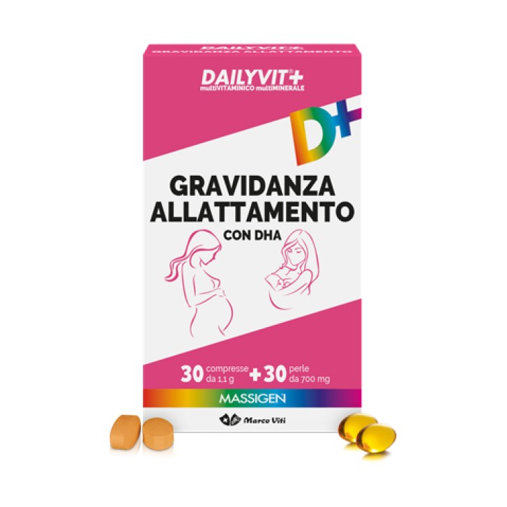 Massigen Dailyvit Integratore Gravidanza e Allattamento 30 Perle + 30 Compresse