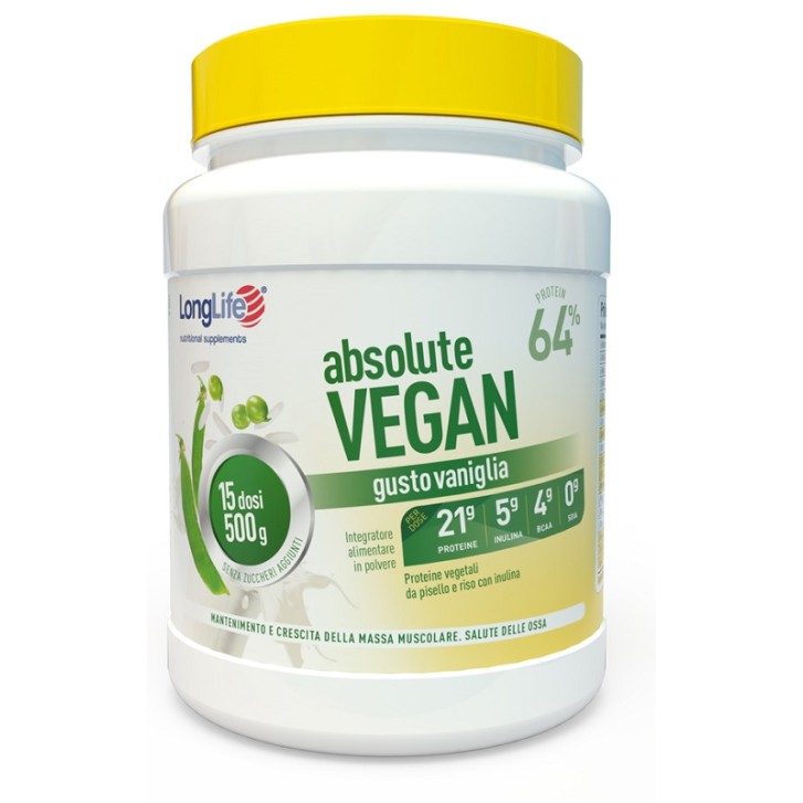 Longlife Absolute Vegan Integratore per la massa muscolare 500 Gr