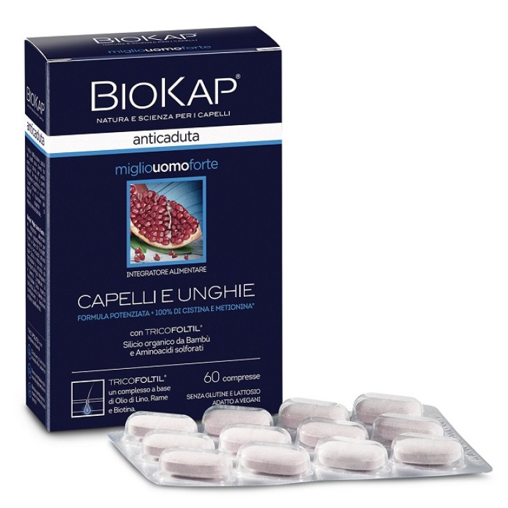 Biokap integratore anticaduta capelli al miglio uomo forte 60 compresse