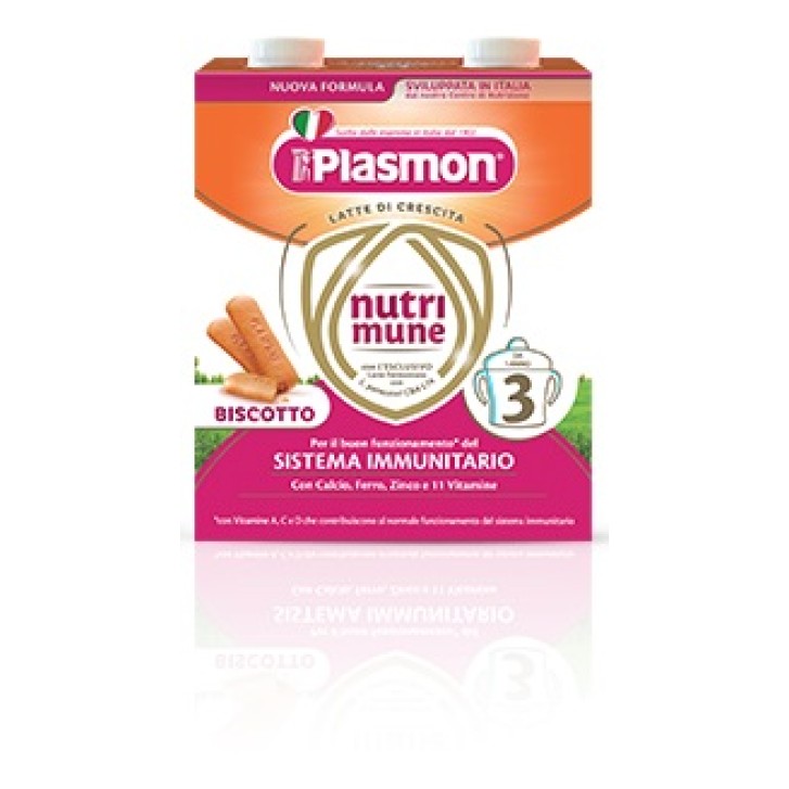 Plasmon Latte di crescita Nutrimune Stage 3 con biscotto 2X500 ml