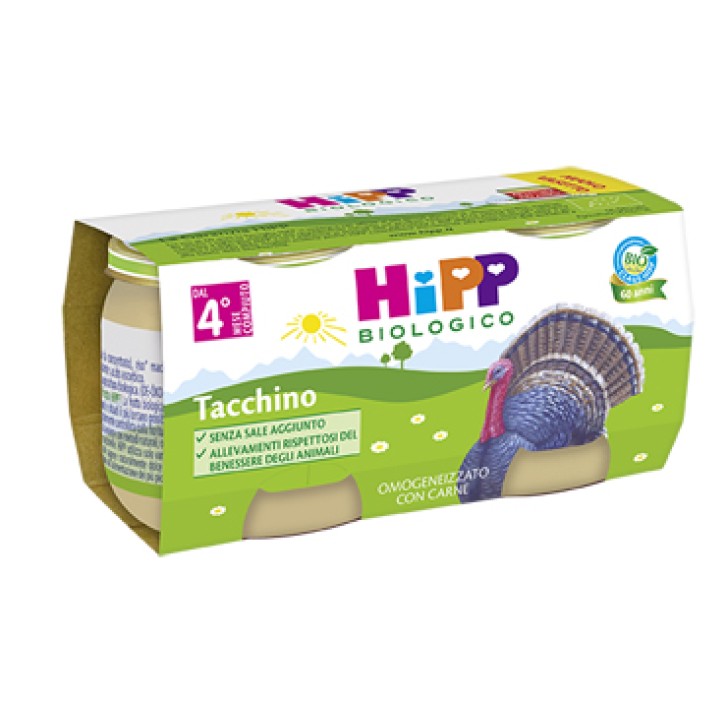 Hipp Biologico Omogeneizzato Tacchino e amido di riso 2x80 g