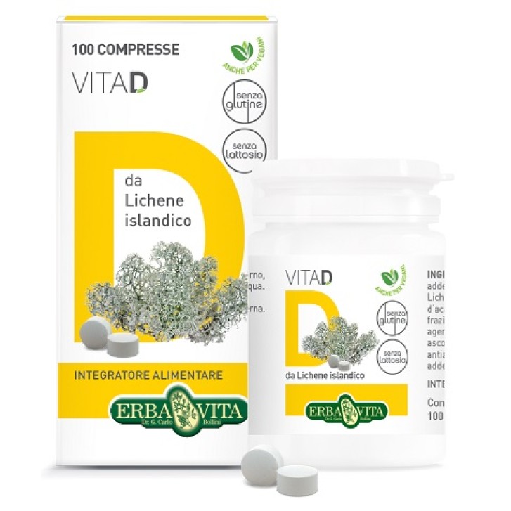 ErbaVita Vita D Lichene Islandico Integratore vitamina D 100 Compresse Orosolubili