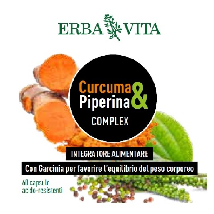 Erba Vita Curcuma & Piperina Complex Integratore Metabolismo 60 Capsule