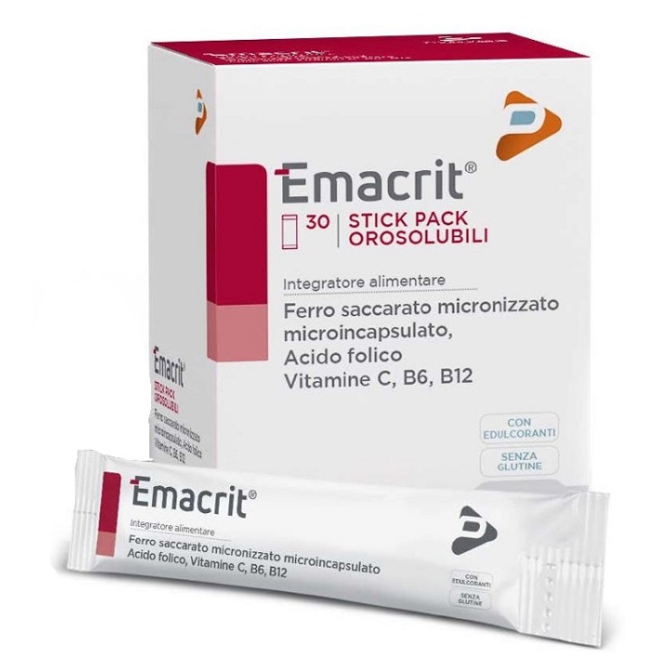 Emacrit integratore di ferro e acido folico 30 stick