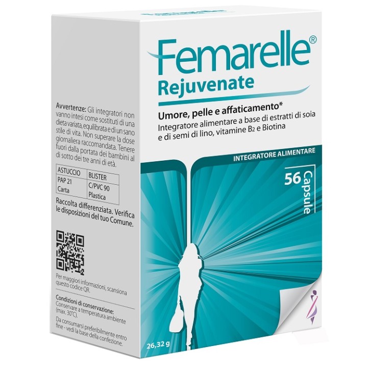 Femarelle Rejuvante integratore con estratti di soia e di semi di lino 56 capsule