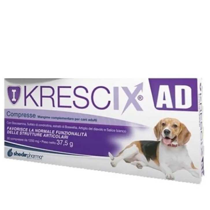 Krescix AD mangime complementare per il benessere di ossa e articolazioni per cani adulti 30 Compresse divisibili