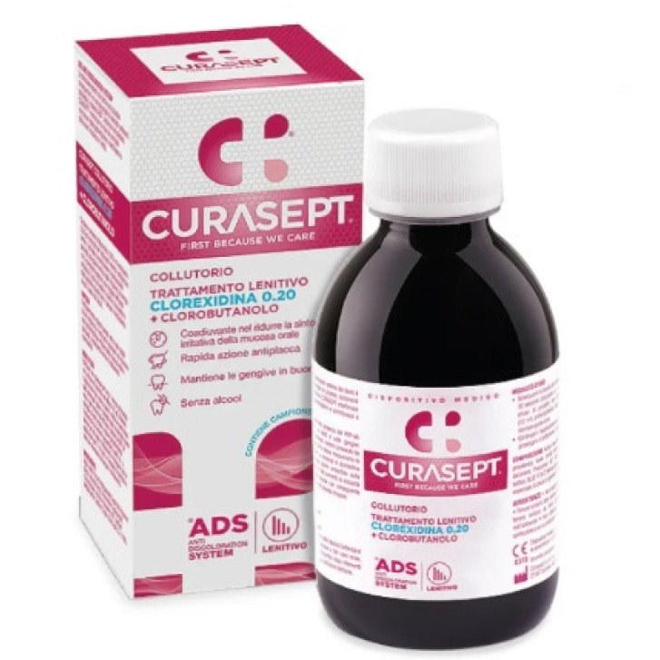 Curasept Ads Collutorio trattamento lenitivo Clorexidina 0.20% e clorobutanolo 200 ml