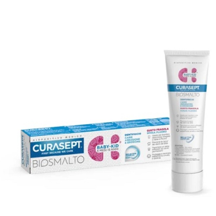 Curasept Biosmalto Dentifricio Carie abrasione e erosione Baby-Kid alla fragola 50 ml **