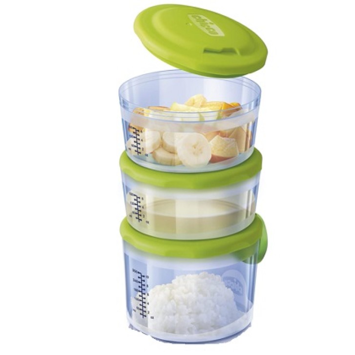 CHICCO Contenitori PortaPappa System Easy Meal, 6 mesi+ 3 pezzi