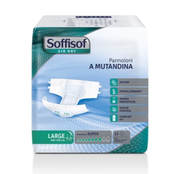 Soffosof Air Dry Pannolone a mutandina large assorbenza super 15 pezzi