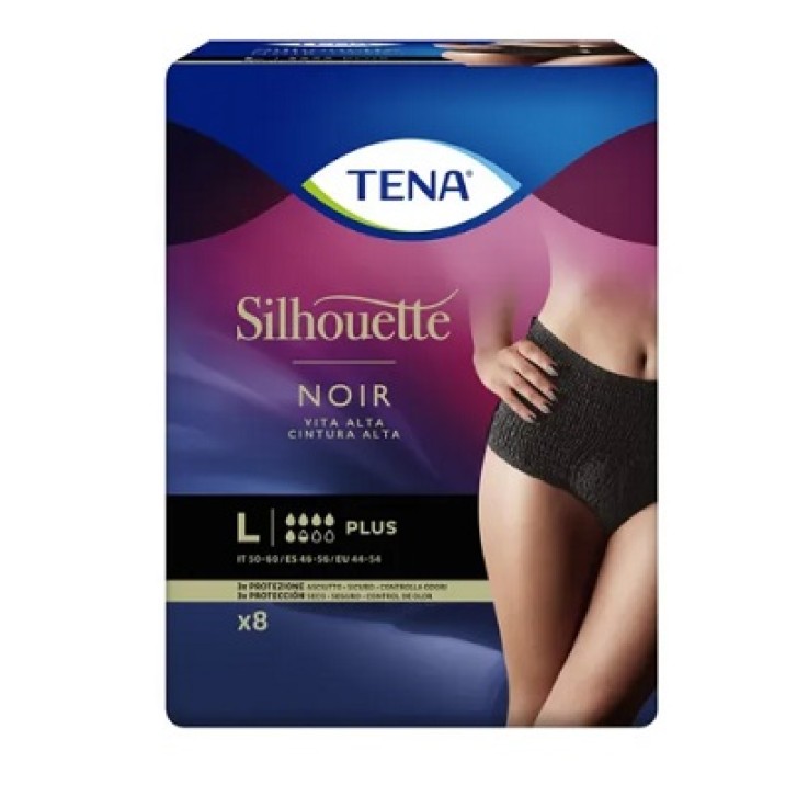 Tena Silhouette Noir vita alta mutandine assorbenti taglia L 8 pezzi