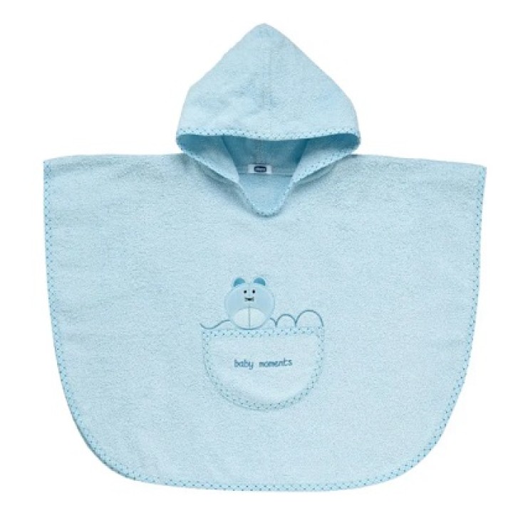 Chicco accappatoio poncho azzurro topo 12mesi +