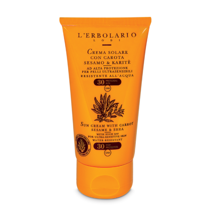 CREMA SOLARE CAROTA SESAMO KARITE' SPF30 75 ml Erbolario per pelli ultrasensibili