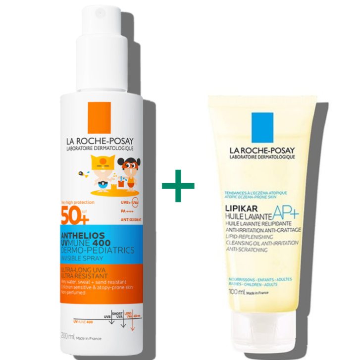 La Roche Posay Spray UV Mune SPF50+ Spray Solare Bambino 200ml + Lipikar Olio 100ml omaggio