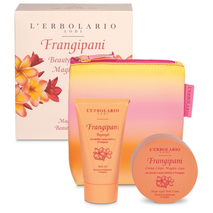 FRANGIPANI BEAUTY POCHETTE MAGICA LUCE 1 BAGNOGEL 75 ML + 1CREMA CORPO 75 ML EDIZIONE LIMITATA