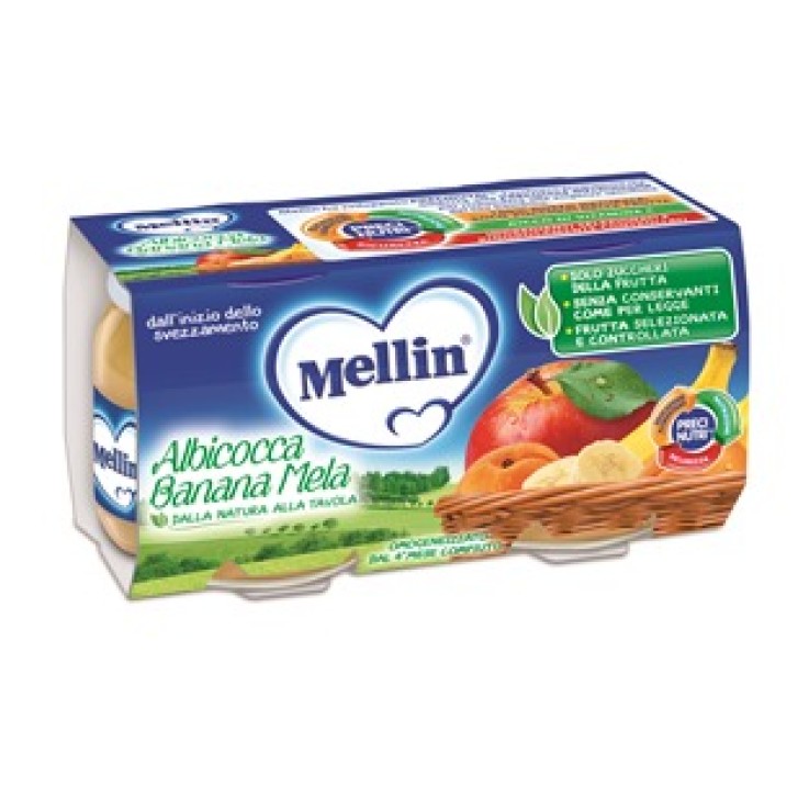 MELLIN OMOGENEIZZATO ALBICOCCA BANANA MELA 100 G 2 PEZZI