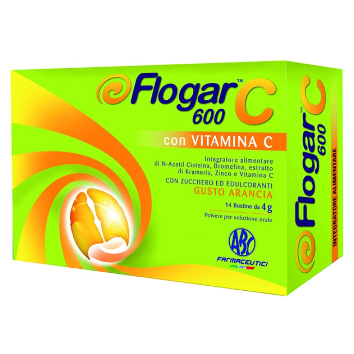 FLOGAR C 600  integratore NAC bromelina krameria 14 bustine 