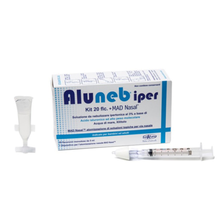 ALUNEB KIT SOLUZIONE IPERTONICA 3% 20 FLACONCINI + MAD NASALATOMIZZATORE