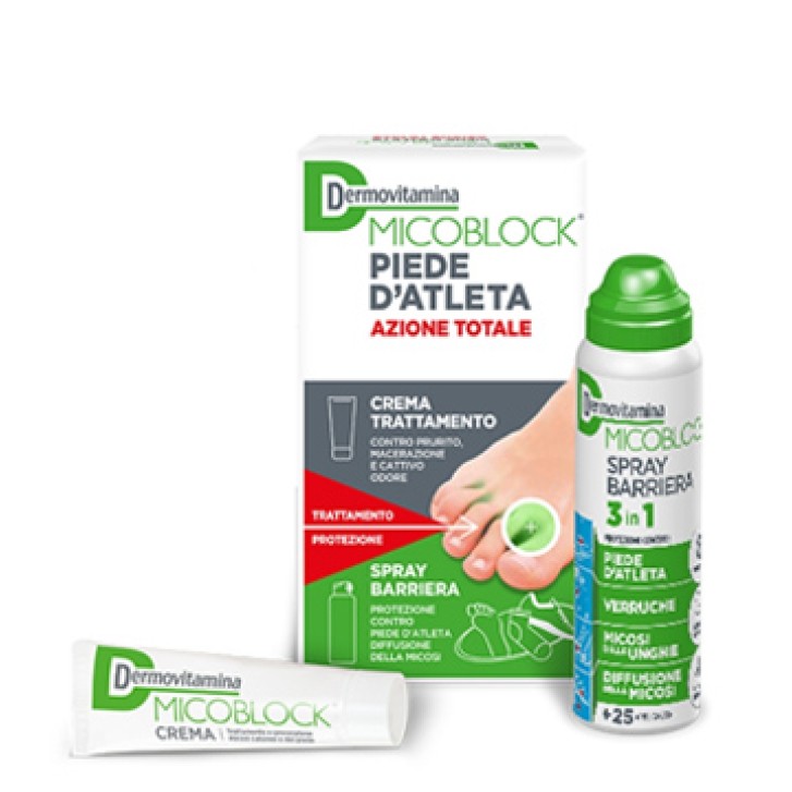 DERMOVITAMINA MICOBLOCK PIEDE D'ATLETA AZIONE TOTALE CREMA 30ML + SPRAY BARRIERA 3 IN 1 100 ML