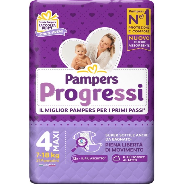 PAMPERS PROGRESSI MAXI PANNOLINO 4 7-18KG 22 PEZZI