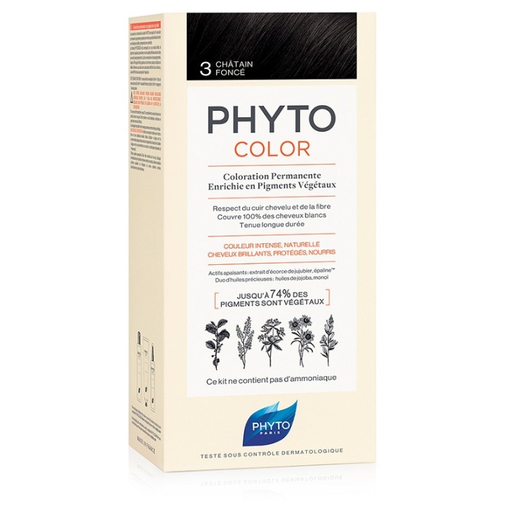 PHYTOCOLOR 3 CASTANO SCURO 1 LATTE + 1 CREMA + 1 MASCHERA +1 PAIO DI GUANTI