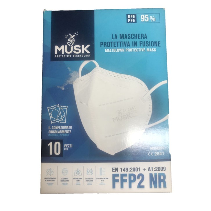 MUSK SEMIMASCHERA FILTRANTE FFP2 BIANCO 10 PEZZI