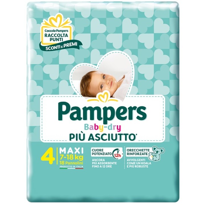 PAMPERS BABY DRY PANNOLINI DOWNCOUNT MAXI 18 PEZZI