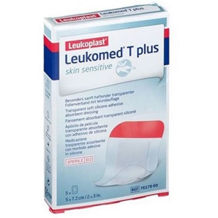 LEUKOMED T PLUS SKIN SENSITIVE MEDICAZIONE POST-OPERATORIA TRASPARENTE IMPERMEABILE CON MASSA ADESIVA AL SILICONE 5X7,2CM 5 PEZZI