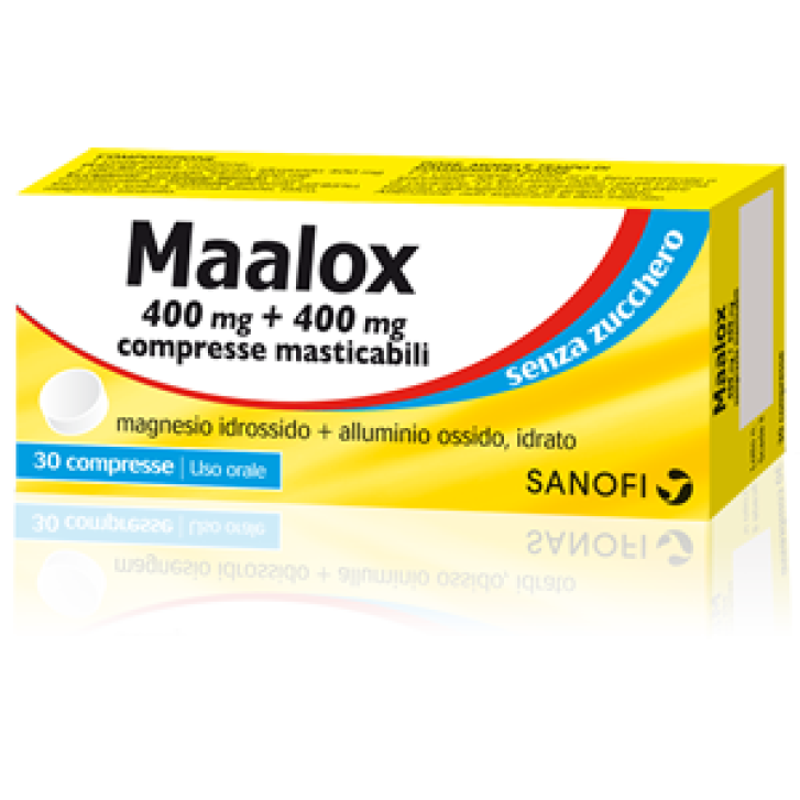 MAALOX*30 cpr mast 400 mg + 400 mg senza zucchero aroma limone