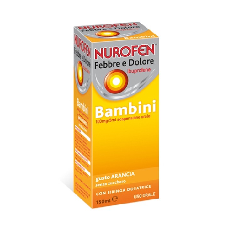 NUROFEN FEBBRE E DOLORE bambini sospensione orale 150 ml 100 mg/5 ml arancia senza zucchero