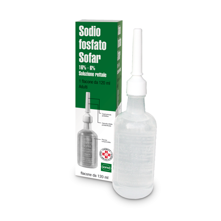 SODIO FOSFATO (SOFAR)*1 flacone 120 ml 16% + 6% soluz rett