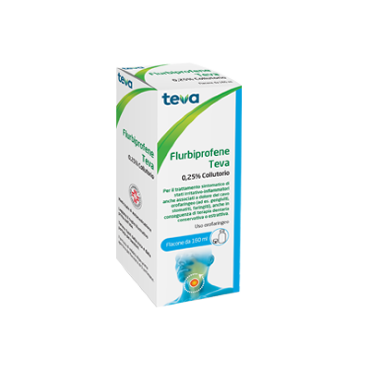 FLURBIPROFENE (TEVA)*collutorio 160 ml 0,25%