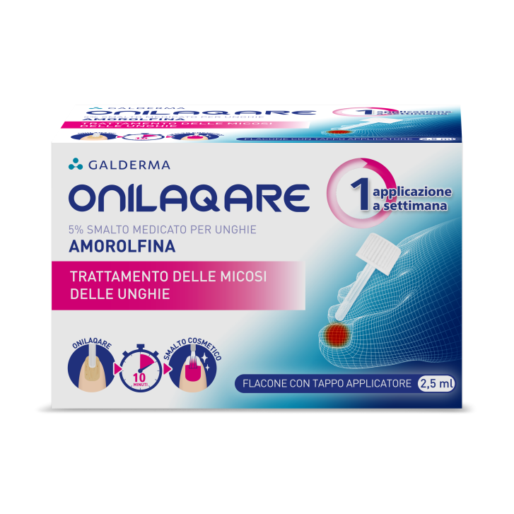 ONILAQARE*smalto unghie 1 flacone 2,5 ml 5% con tappo applicatore